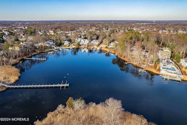 bird's eye view featuring a water view