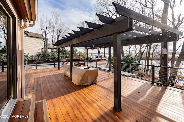 deck featuring a pergola