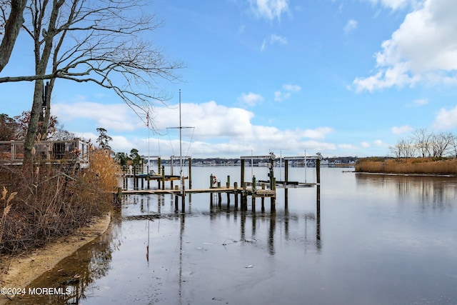 view of dock featuring a water view