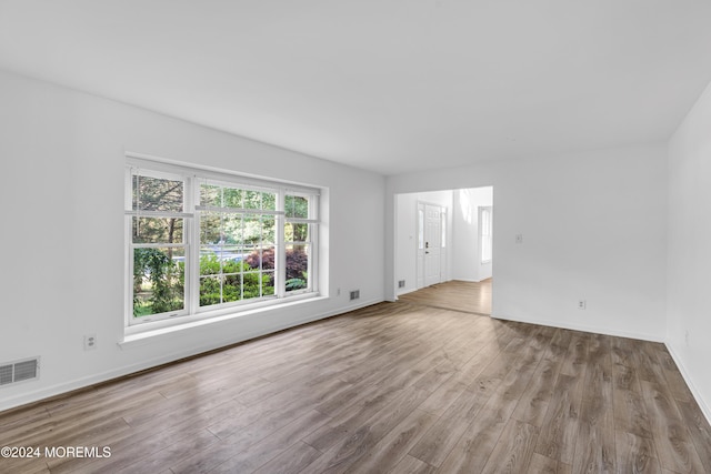 unfurnished living room with light hardwood / wood-style flooring