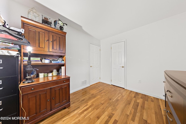 interior space with light hardwood / wood-style flooring