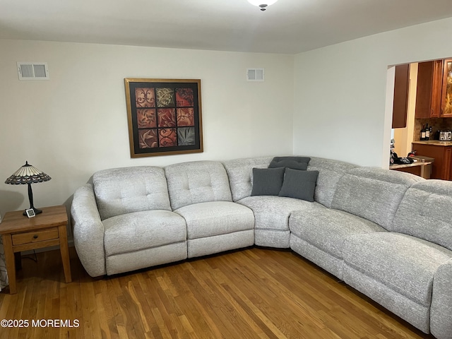 living room with wood-type flooring