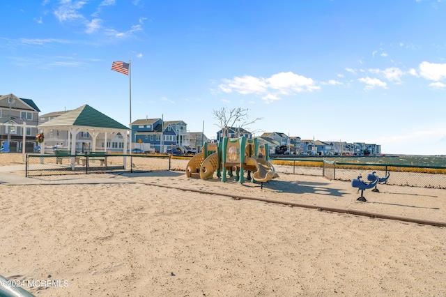 view of jungle gym with a gazebo