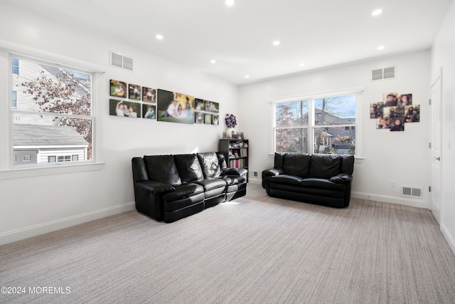 living room with carpet flooring