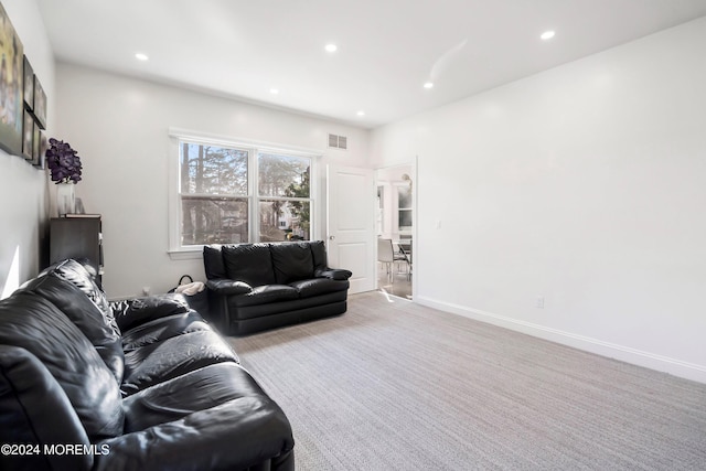 living room with light carpet