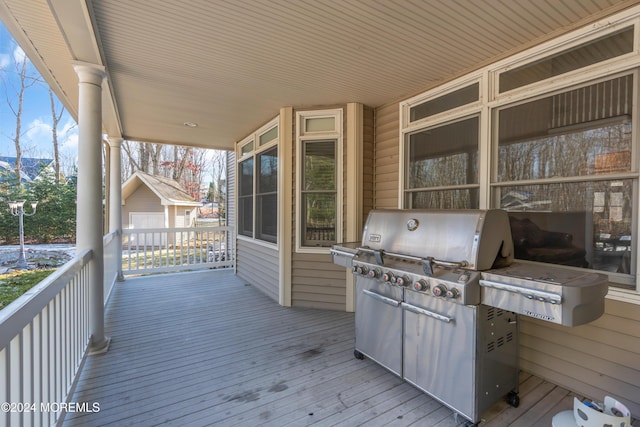 deck featuring area for grilling