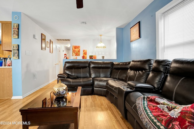 living room featuring hardwood / wood-style flooring