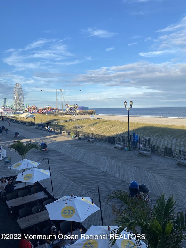 exterior space with a view of the beach