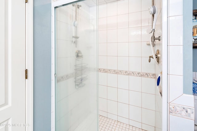 bathroom with a stall shower