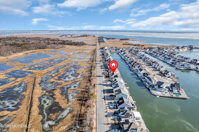 bird's eye view featuring a water view