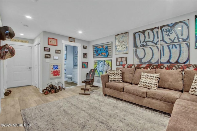 living room with light wood-type flooring