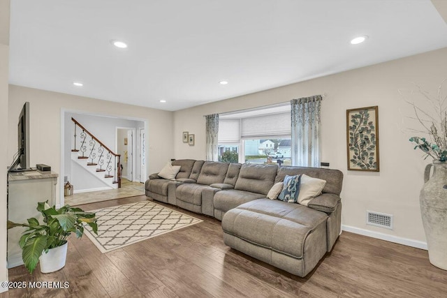 living room featuring hardwood / wood-style flooring