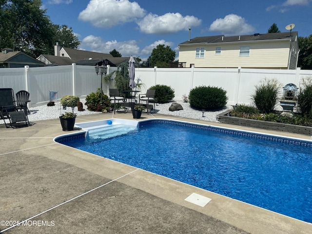 view of swimming pool with a patio area