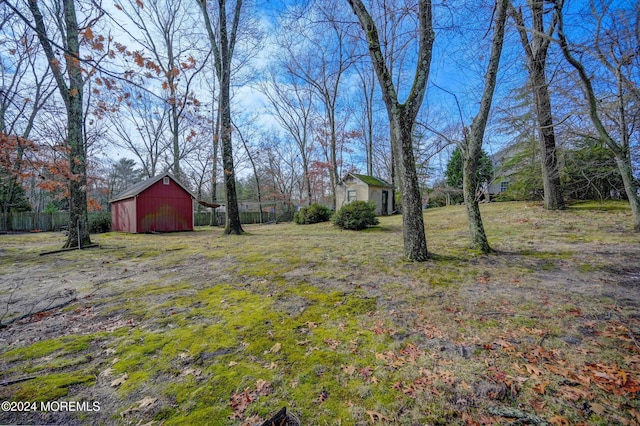 view of yard with an outdoor structure