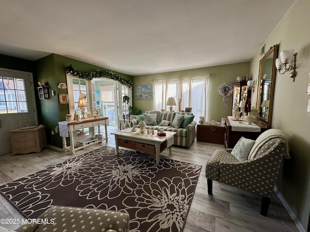 living room featuring light hardwood / wood-style flooring