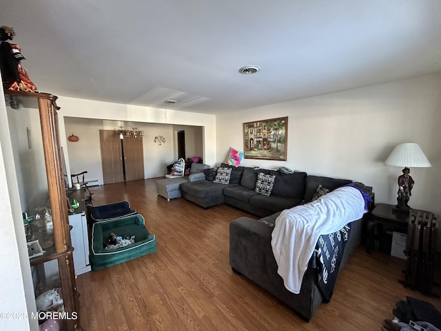6 Westport Dr, Toms River, NJ 08757 - living room with hardwood / wood-style floors and a chandelier