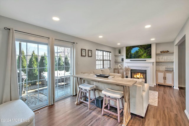 living room with hardwood / wood-style flooring