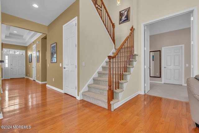 foyer entrance featuring wood-type flooring