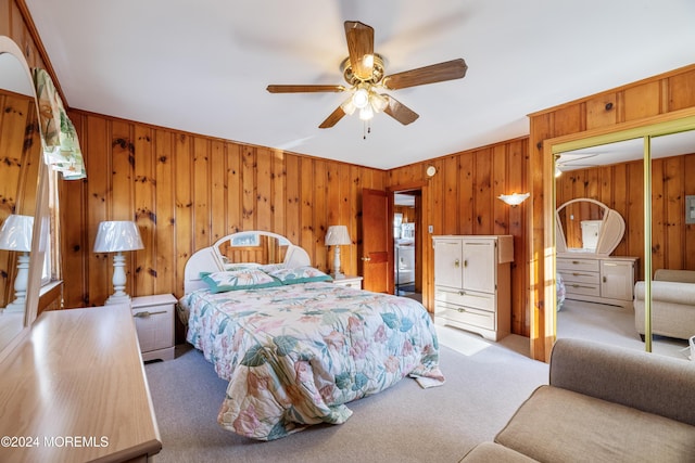 bedroom featuring carpet floors and ceiling fan