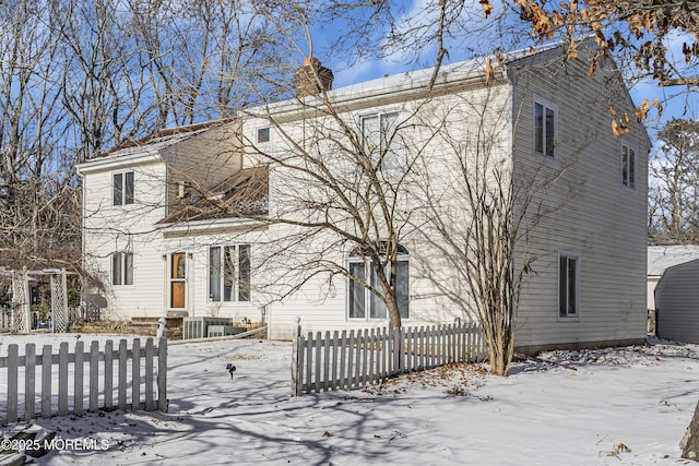 790 Farmingdale Rd, Jackson, NJ 08527 - snow covered back of property with a chimney