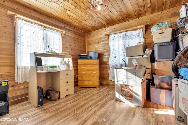790 Farmingdale Rd, Jackson, NJ 08527 - home office featuring wood finished floors, wood ceiling, and wooden walls