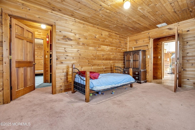 790 Farmingdale Rd, Jackson, NJ 08527 - bedroom featuring carpet, wooden walls, and wooden ceiling