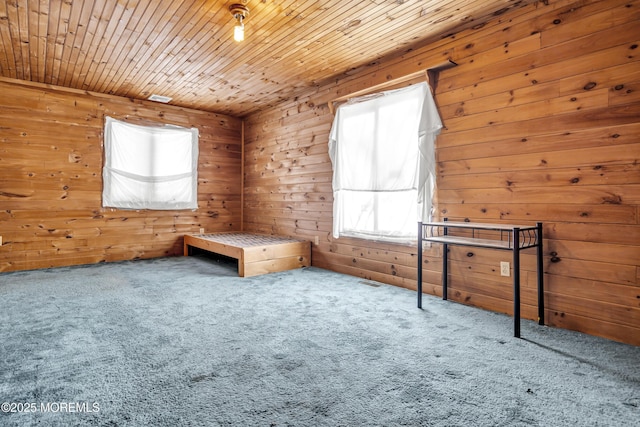 790 Farmingdale Rd, Jackson, NJ 08527 - unfurnished bedroom with carpet, wood walls, and wooden ceiling