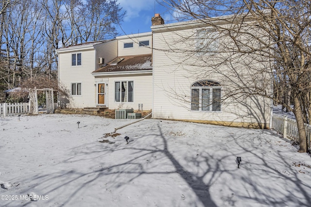 790 Farmingdale Rd, Jackson, NJ 08527 - snow covered back of property featuring a chimney