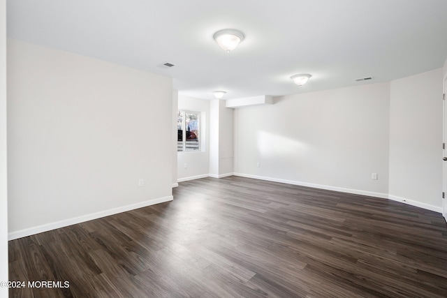 empty room with dark wood-type flooring