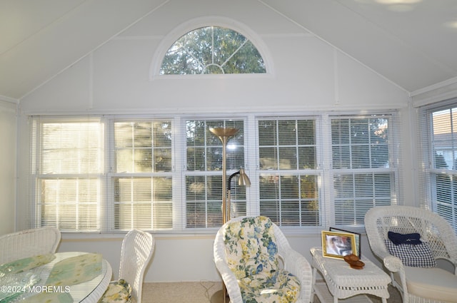 sunroom / solarium with lofted ceiling