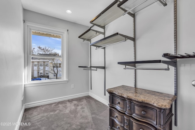 walk in closet featuring carpet