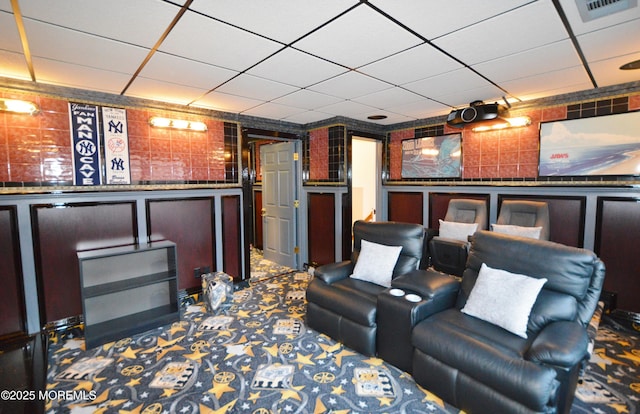 view of carpeted home theater