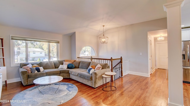 living room featuring light wood-type flooring