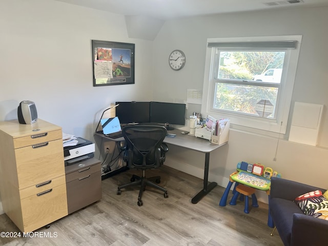 office featuring light wood-type flooring