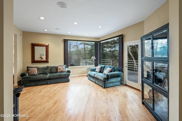 living room with hardwood / wood-style flooring