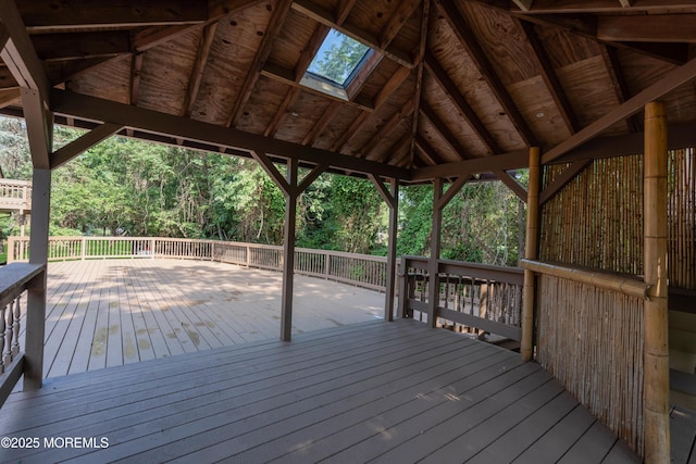 wooden deck with a gazebo