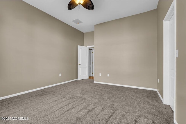 unfurnished bedroom with carpet and ceiling fan