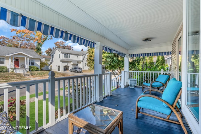 wooden deck with covered porch