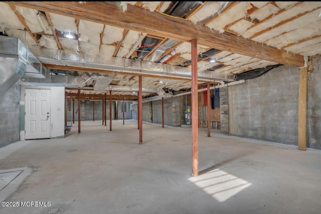 basement with water heater