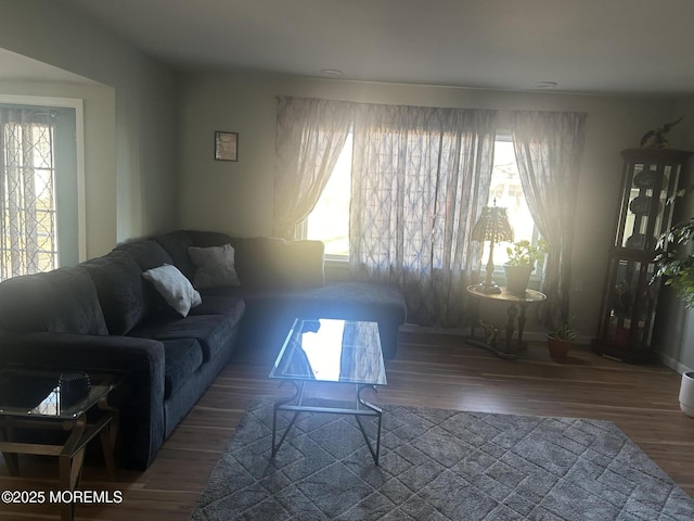 unfurnished living room featuring dark hardwood / wood-style floors