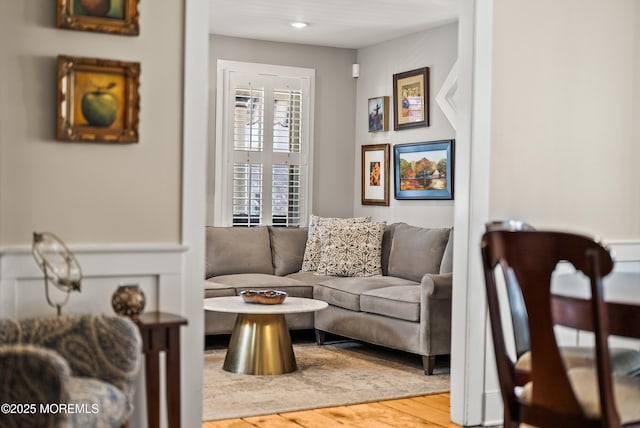 living area with wood finished floors