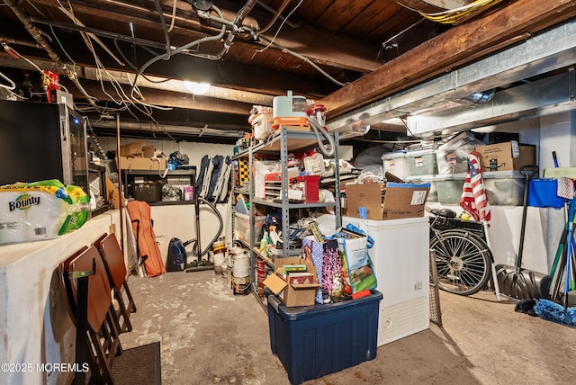 view of unfinished basement