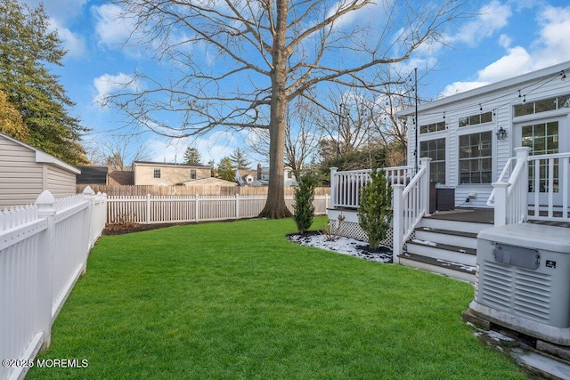 view of yard featuring a deck