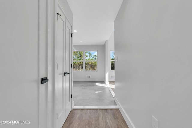 hall featuring hardwood / wood-style flooring