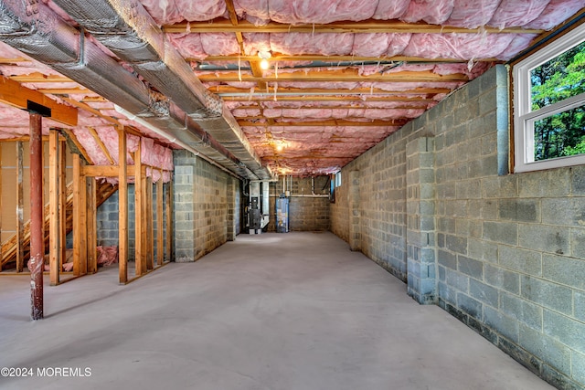 basement with gas water heater