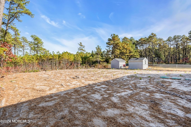 view of yard with a storage unit