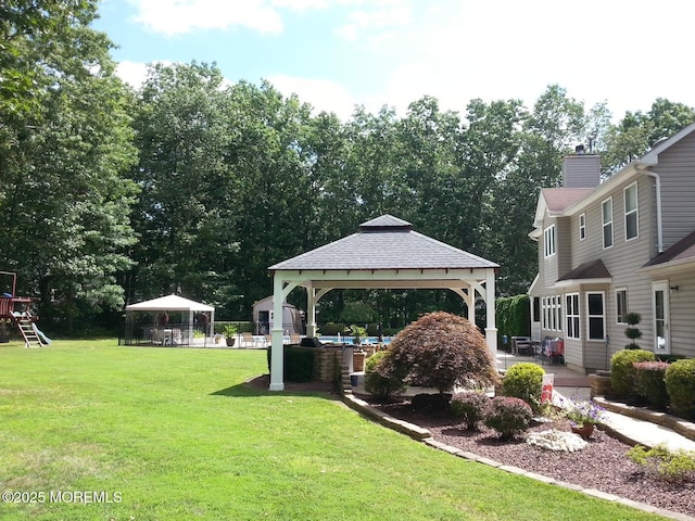 view of yard with a gazebo