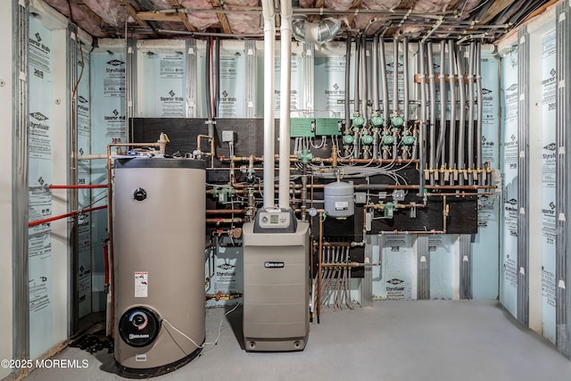 utility room with water heater