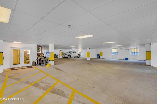 garage featuring french doors