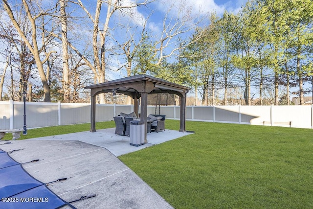 view of yard featuring a gazebo and a patio